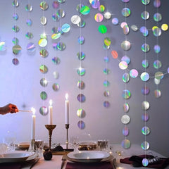 Iridescent Circle Garlands Holographic Streamer for Party Decor