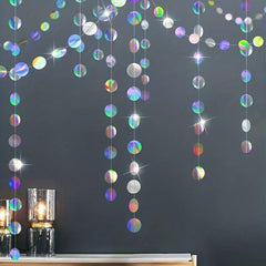 Iridescent Circle Garlands Holographic Streamer for Party Decor