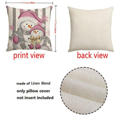 Christmas Snowman Gnome Pink Throw Pillowcase 44x96cm