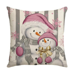 Christmas Snowman Gnome Pink Throw Pillowcase 44x96cm