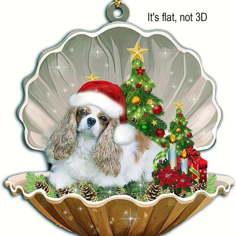 Christmas Tree Decoration Puppy Shell Pendant Ornaments Xmas Decor