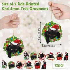 6pcs Double Sided Cat Christmas Ornaments - Perfect for Cat Lovers