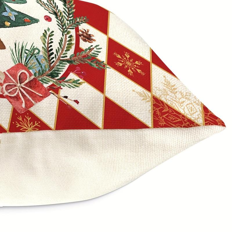 Red Santa Claus Christmas Tree Throw Pillow Cover 17.7 Inch