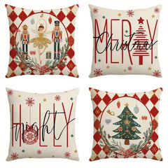 Red Santa Claus Christmas Tree Throw Pillow Cover 17.7 Inch