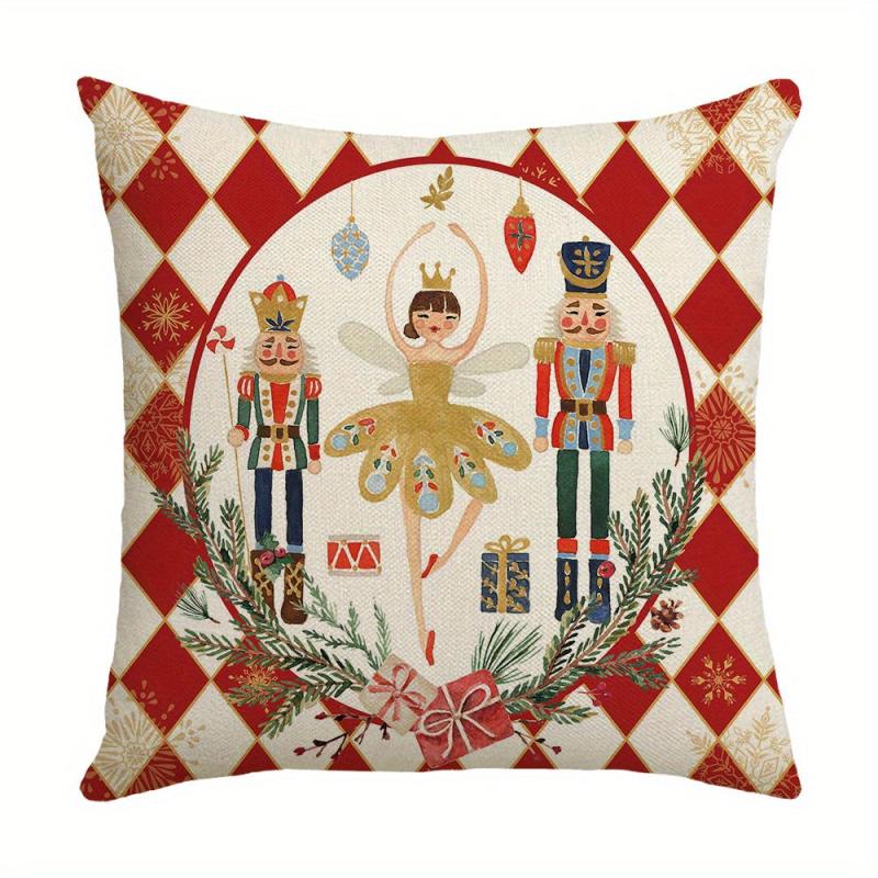 Red Santa Claus Christmas Tree Throw Pillow Cover 17.7 Inch