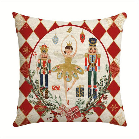 Red Santa Claus Christmas Tree Throw Pillow Cover 17.7 Inch