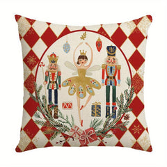 Red Santa Claus Christmas Tree Throw Pillow Cover 17.7 Inch
