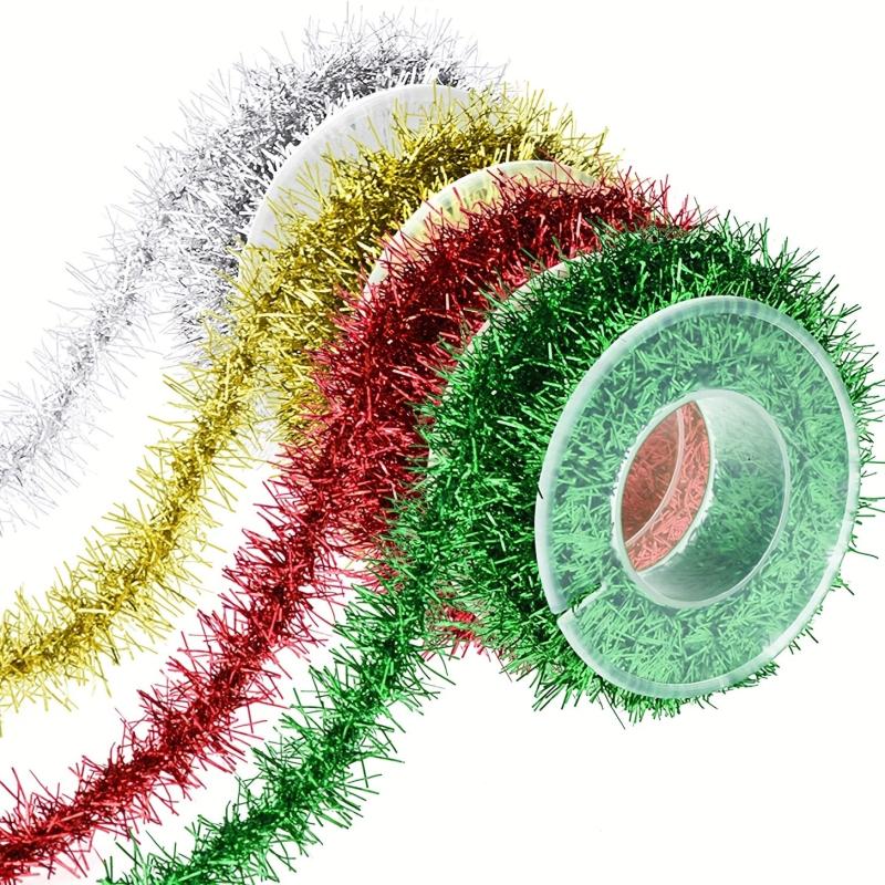 3yd Christmas Tinsel Ribbon Metallic Garland Glitter Tinsel Ribbon