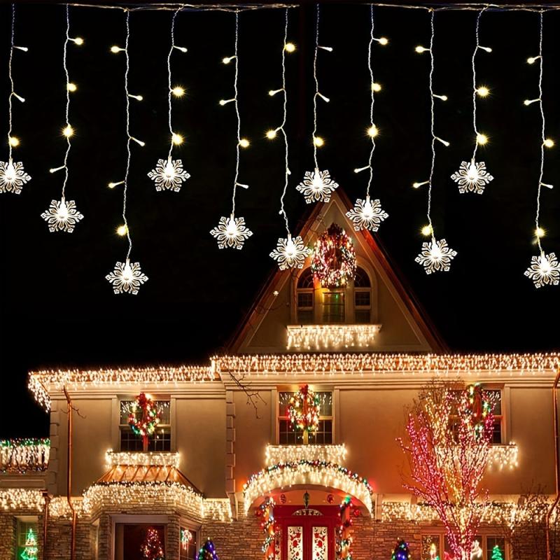 USB Snowflake Curtain Lights 4M Wave Type Snowflake Lights