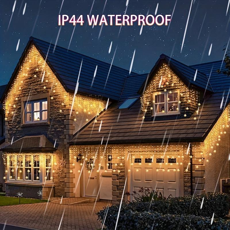 USB Snowflake Curtain Lights 4M Wave Type Snowflake Lights