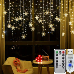 USB Snowflake Curtain Lights 4M Wave Type Snowflake Lights