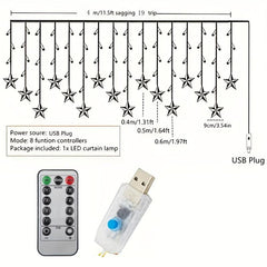 USB Snowflake Curtain Lights 4M Wave Type Snowflake Lights