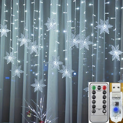 USB Snowflake Curtain Lights 4M Wave Type Snowflake Lights