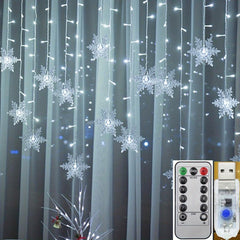 USB Snowflake Curtain Lights 4M Wave Type Snowflake Lights