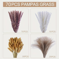 70 Pcs Dried Pampas Grass Bunny Tails