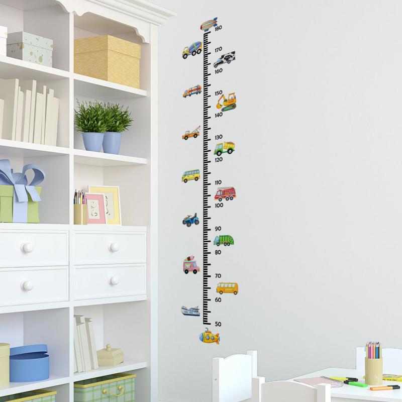 Growth Chart for Kids Transport Truck Cars Wall Stickers Measure Height