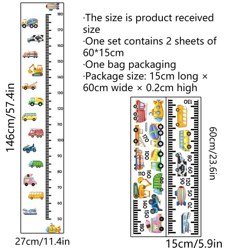Growth Chart for Kids Transport Truck Cars Wall Stickers Measure Height