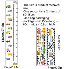 Growth Chart for Kids Transport Truck Cars Wall Stickers Measure Height