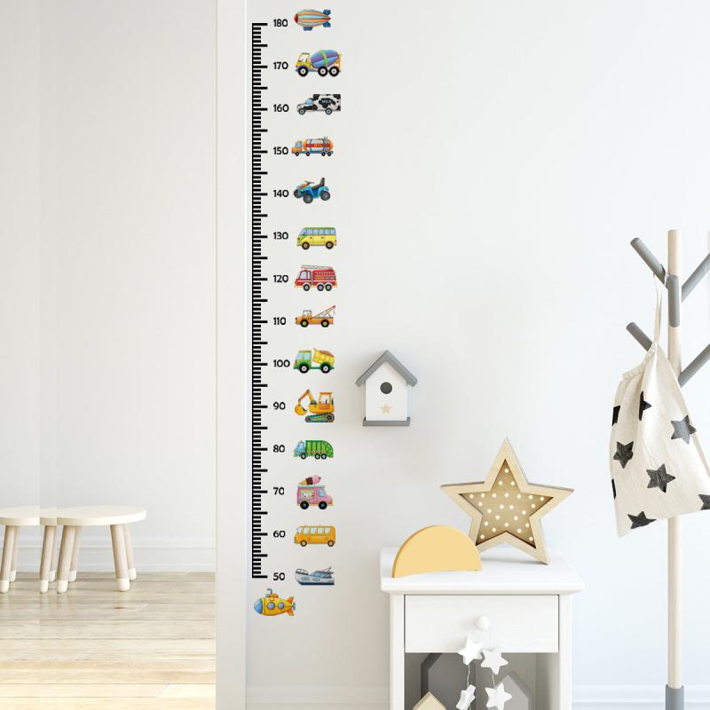 Growth Chart for Kids Transport Truck Cars Wall Stickers Measure Height