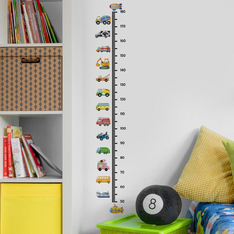 Growth Chart for Kids Transport Truck Cars Wall Stickers Measure Height