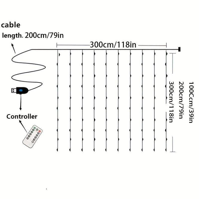LED Fairy Lights Christmas Curtain Lights Remote Control Decoration