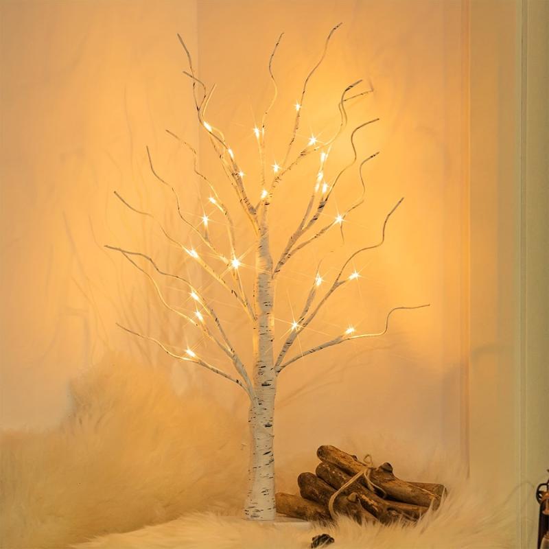 Bonsai Tree Easter Decorations With 24 Led Lights Timer Tabletop Birch Tree