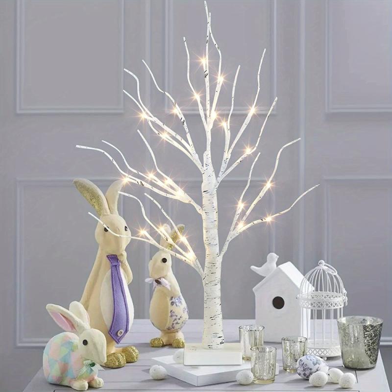 Bonsai Tree Easter Decorations With 24 Led Lights Timer Tabletop Birch Tree