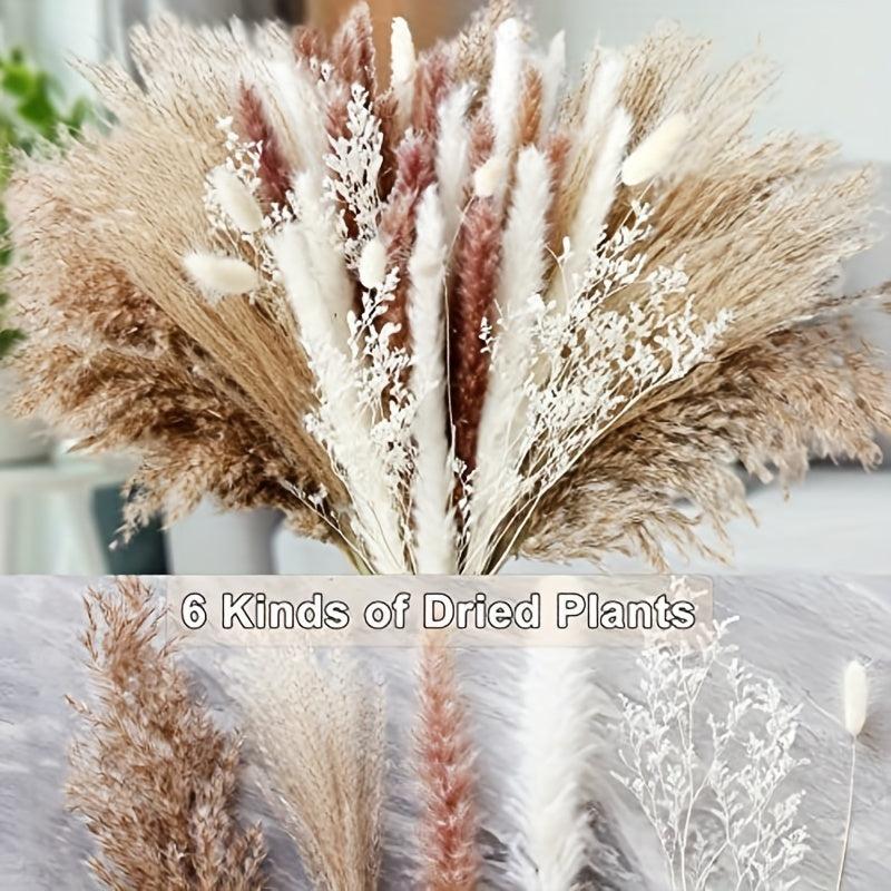 50pcs Boho Dried Pampas Grass Bouquet for Home Decor