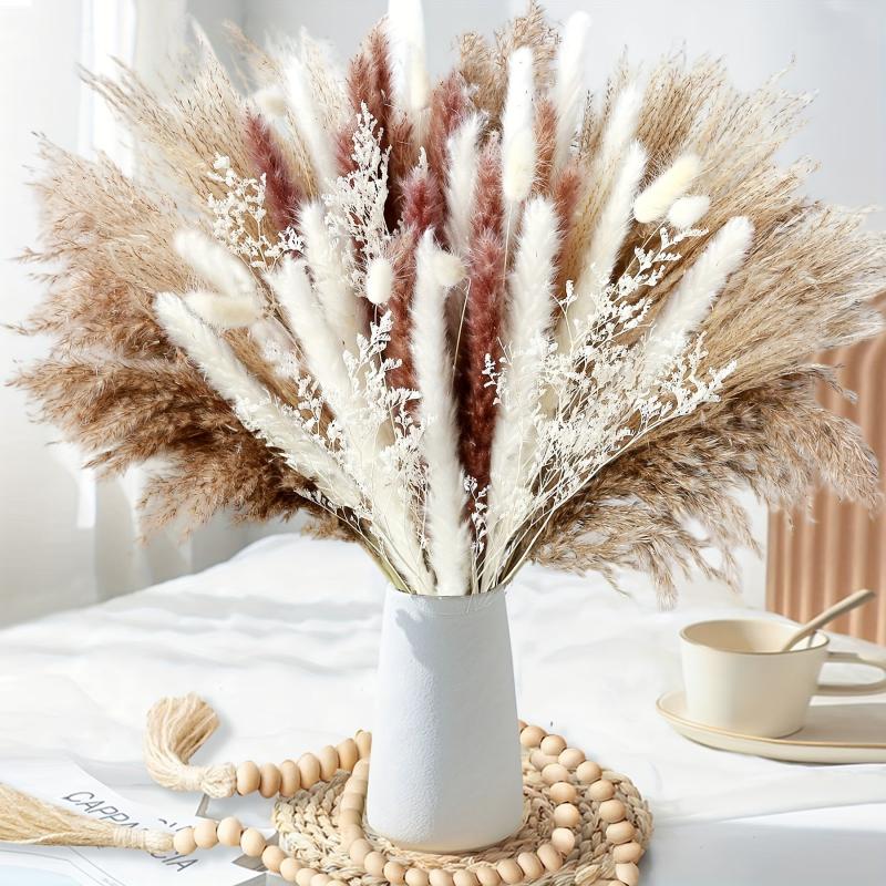 50pcs Boho Dried Pampas Grass Bouquet for Home Decor