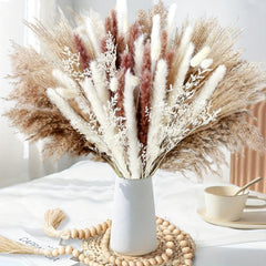 50pcs Boho Dried Pampas Grass Bouquet for Home Decor