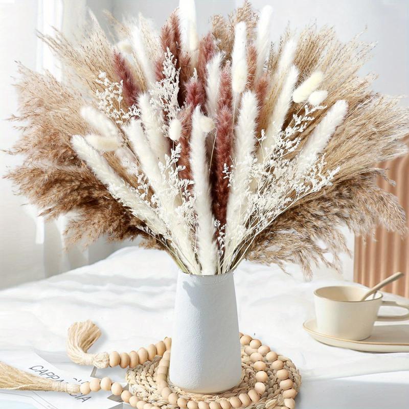 50pcs Boho Dried Pampas Grass Bouquet for Home Decor