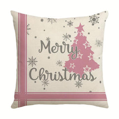 Pink Christmas Snowman Throw Pillow Cover 44x44cm Winter Holiday Cushion Case