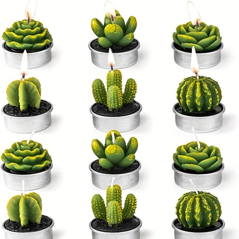 6pcs Cactus Tea Candles - Home Decor for Parties & Weddings