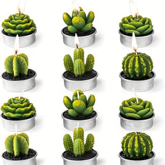 6pcs Cactus Tea Candles - Home Decor for Parties & Weddings
