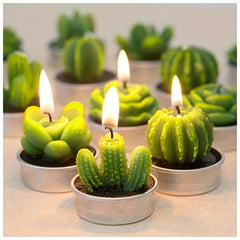 6pcs Cactus Tea Candles - Home Decor for Parties & Weddings