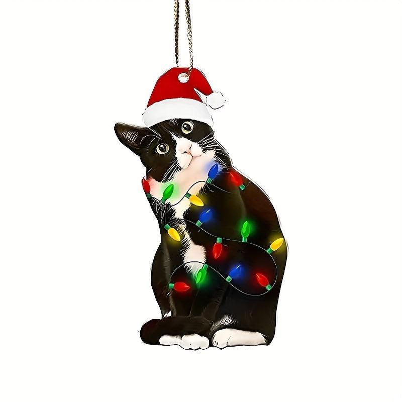 Acrylic Christmas Cat Hat Decoration