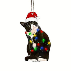 Acrylic Christmas Cat Hat Decoration