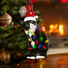 Acrylic Christmas Cat Hat Decoration