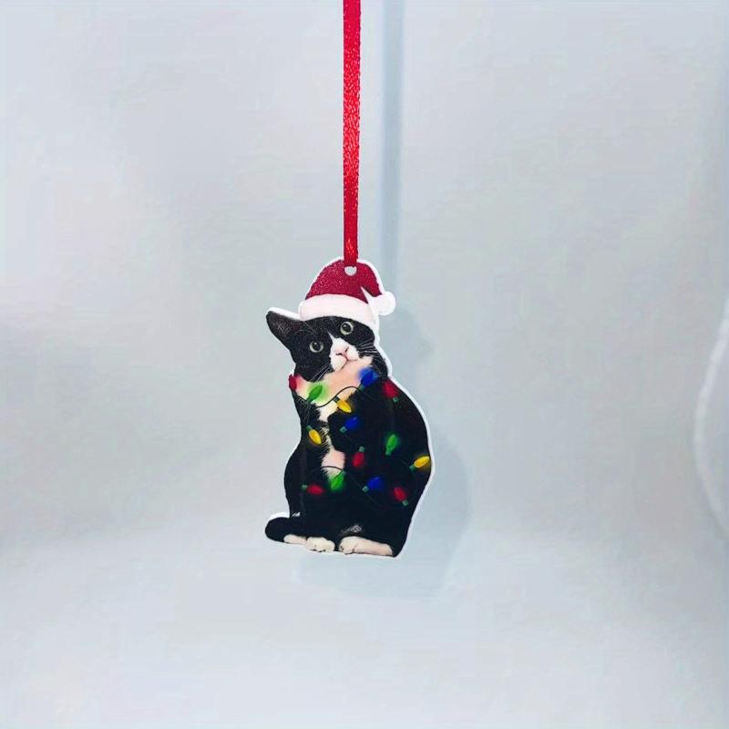 Acrylic Christmas Cat Hat Decoration