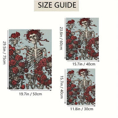 Canvas Poster Modern Art Blooming Rose Skull Canvas Wall Art