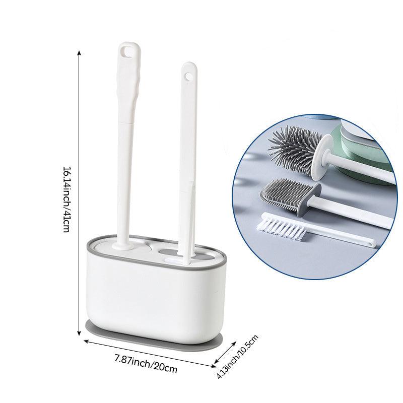 3 in 1 Plastic Toilet Brush Set - Wall Mounted, No Punching, Quick Drying