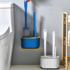 3 in 1 Plastic Toilet Brush Set - Wall Mounted, No Punching, Quick Drying