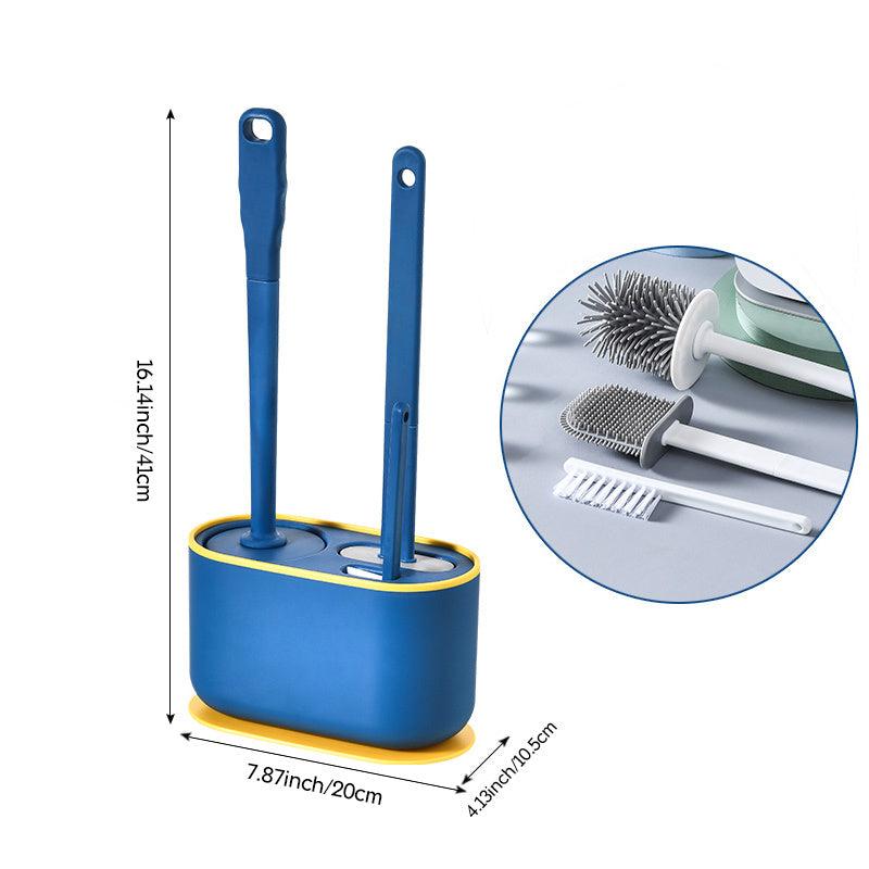 3 in 1 Plastic Toilet Brush Set - Wall Mounted, No Punching, Quick Drying