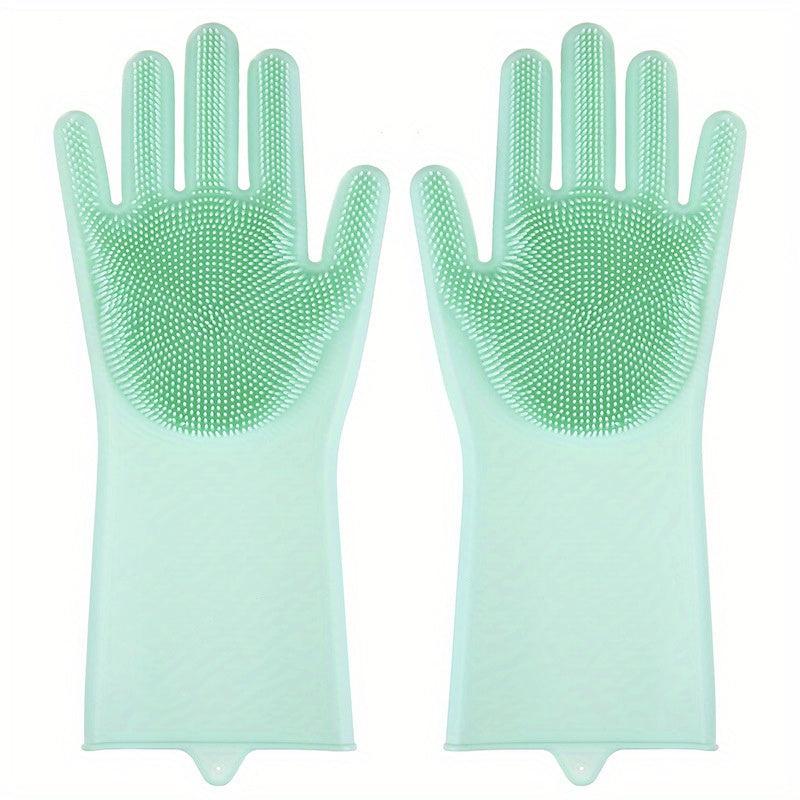 Silicone Dishwashing Gloves with Scrubber Bristles - Cleaning Glove