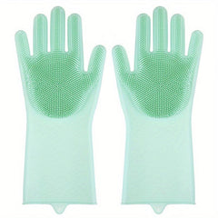 Silicone Dishwashing Gloves with Scrubber Bristles - Cleaning Glove