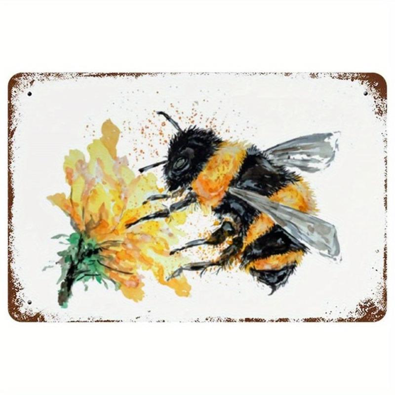 Antique Tin Sign Bumblebee Honey Insect Metal Tin Sign for Kitchen