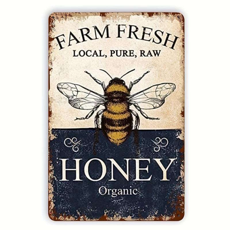 Antique Tin Sign Bumblebee Honey Insect Metal Tin Sign for Kitchen