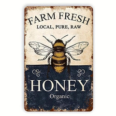 Antique Tin Sign Bumblebee Honey Insect Metal Tin Sign for Kitchen