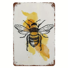 Antique Tin Sign Bumblebee Honey Insect Metal Tin Sign for Kitchen
