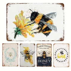 Antique Tin Sign Bumblebee Honey Insect Metal Tin Sign for Kitchen